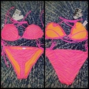 Bongo Zebra Halter Lace Bikini NWT Small